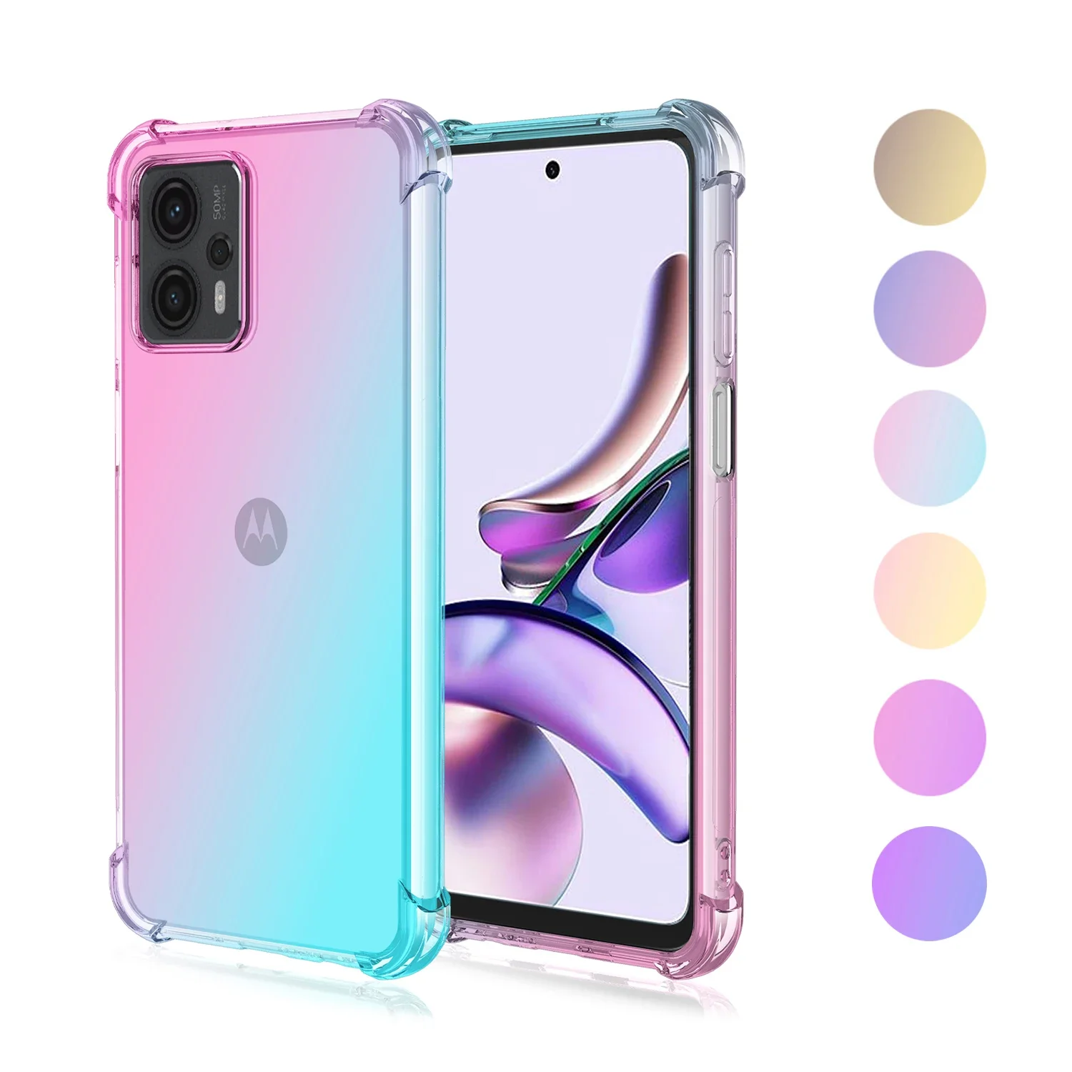 for Moto G32 G23 G22 G200 G20 G13 G10 G 5G 2023 2022 Clear Case Cute Gradient Slim Anti Scratch Flexible TPU Shockproof Cover