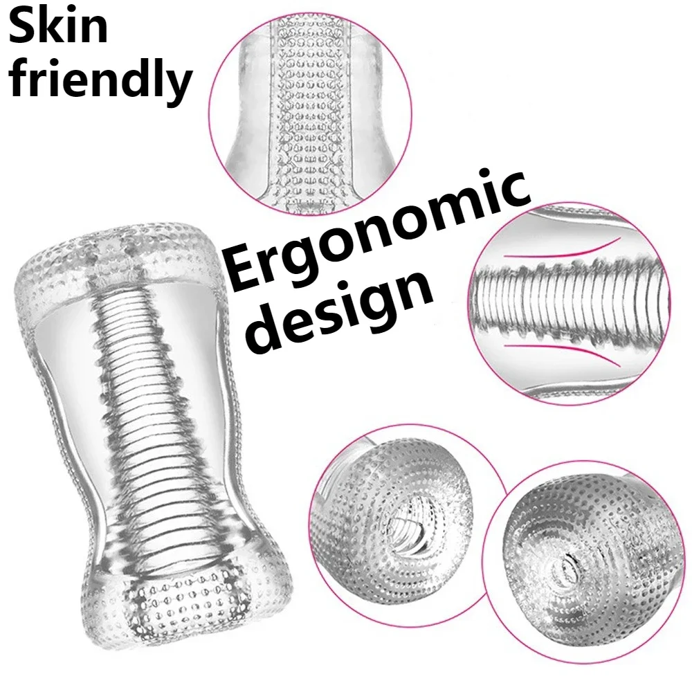 For Men 18 Plus Male Masturbator Realistic Vagina Real Pussy Penis Enlargement Exerciser Erotic Transparent Vaginal Sex Toy New - view 2