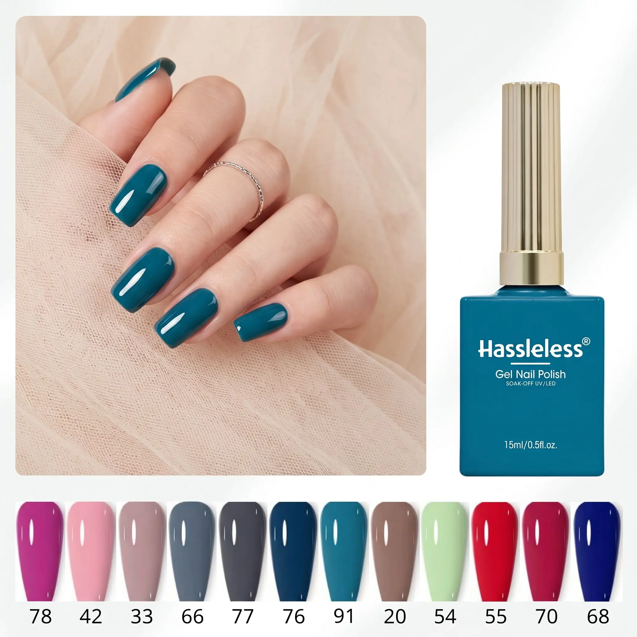 Hassleless 12Pcs Nail Polish Gel Set, Multi-Series Solid Color Long-Lasting High-Gloss Nail Polish Set