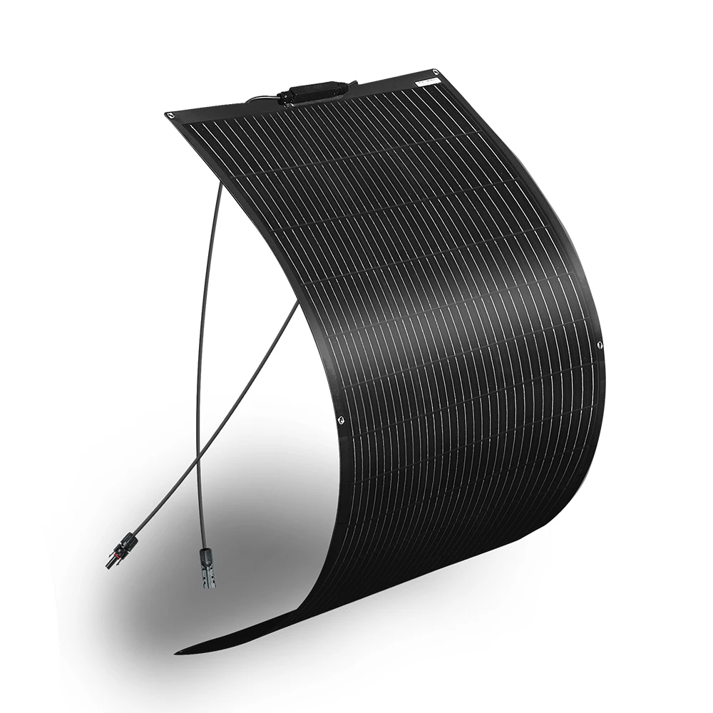 150W-600W Semi-Flexible Monolithic Monocrystalline Solar Panel Kit, 19.8V PV Module, 12V/24V/36V Off-Grid Battery Charger for RV