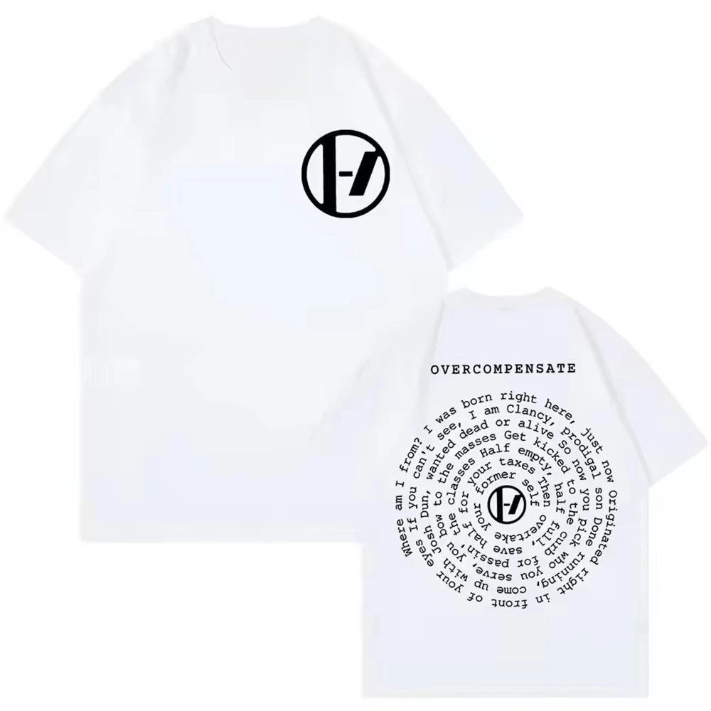 2026 Twenty One Pilots Overcompensate Lyric Men Clothing Tee Shirt Homme New short sleeve Round Neck Prin