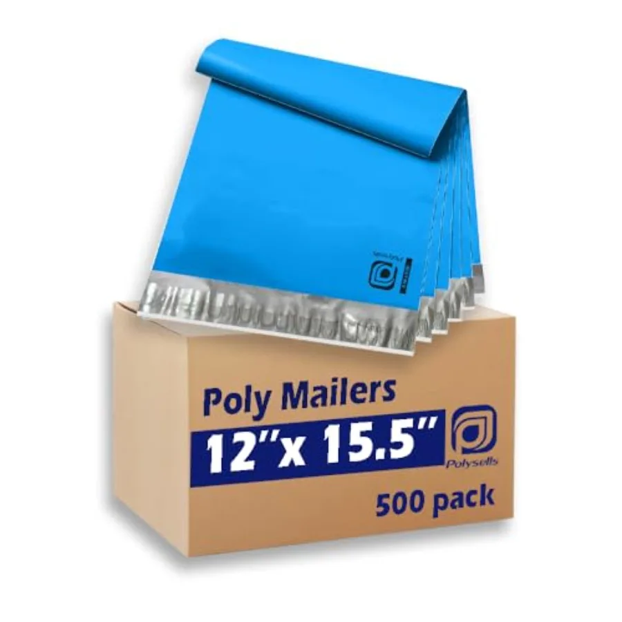 

500 pcs 12x15.5 Inch Poly Mailers Shipping Envelopes Strong Adhesive Sealing Waterproof and Tear-resistant Postal Mailing Bags
