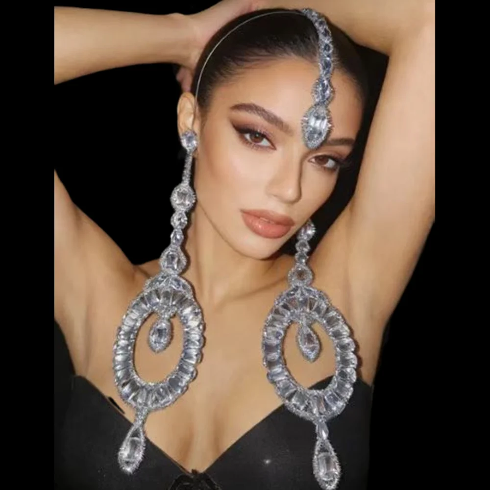 

Sexy Rhinestone Headwear Women Night Club Party Hairband Prom Crystal Headpiece Masquerade Fancy Ball Festival Show Headdress