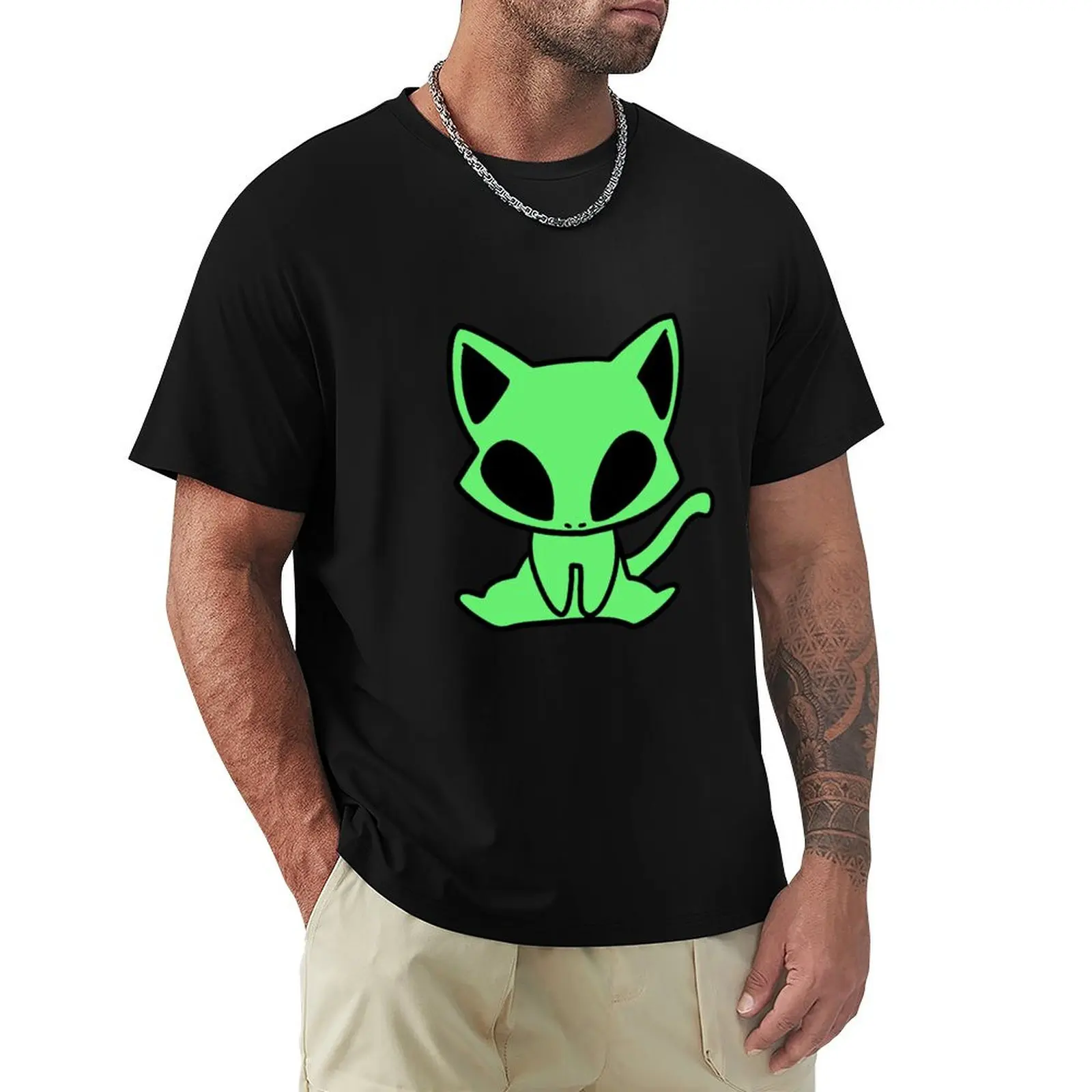 Alien Cat T-Shirt Plus Size Summer Short Sleeve T-Shirt