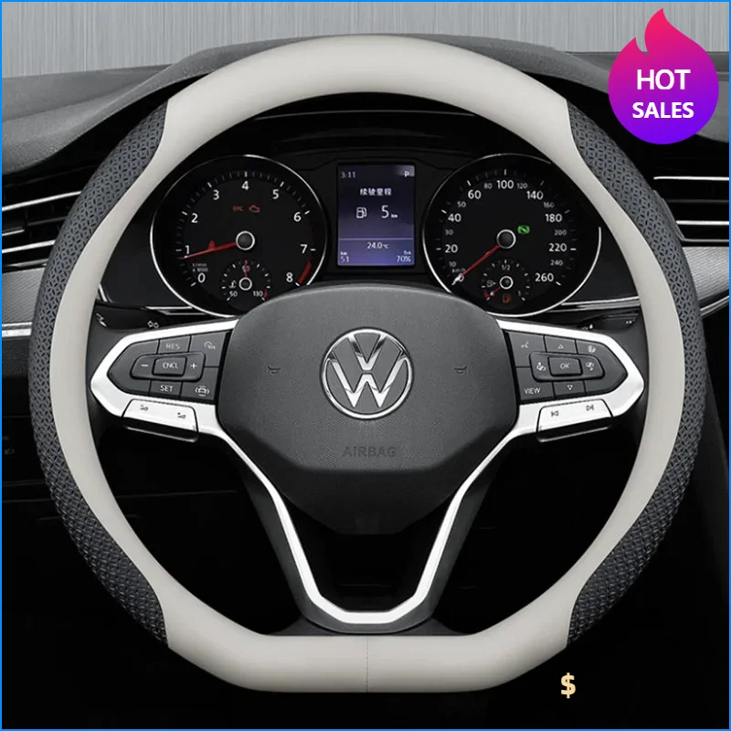 

Leather Car Steering Wheel Cover for Volkswagen VW Taigo Tavendor Talagon Virtus Taos 2020 2021 2022 2023 2024 Auto Accessories