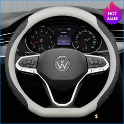 Leather Car Steering Wheel Cover for Volkswagen VW Taigo Tavendor Talagon Virtus Taos 2020 2021 2022 2023 2024 Auto Accessories