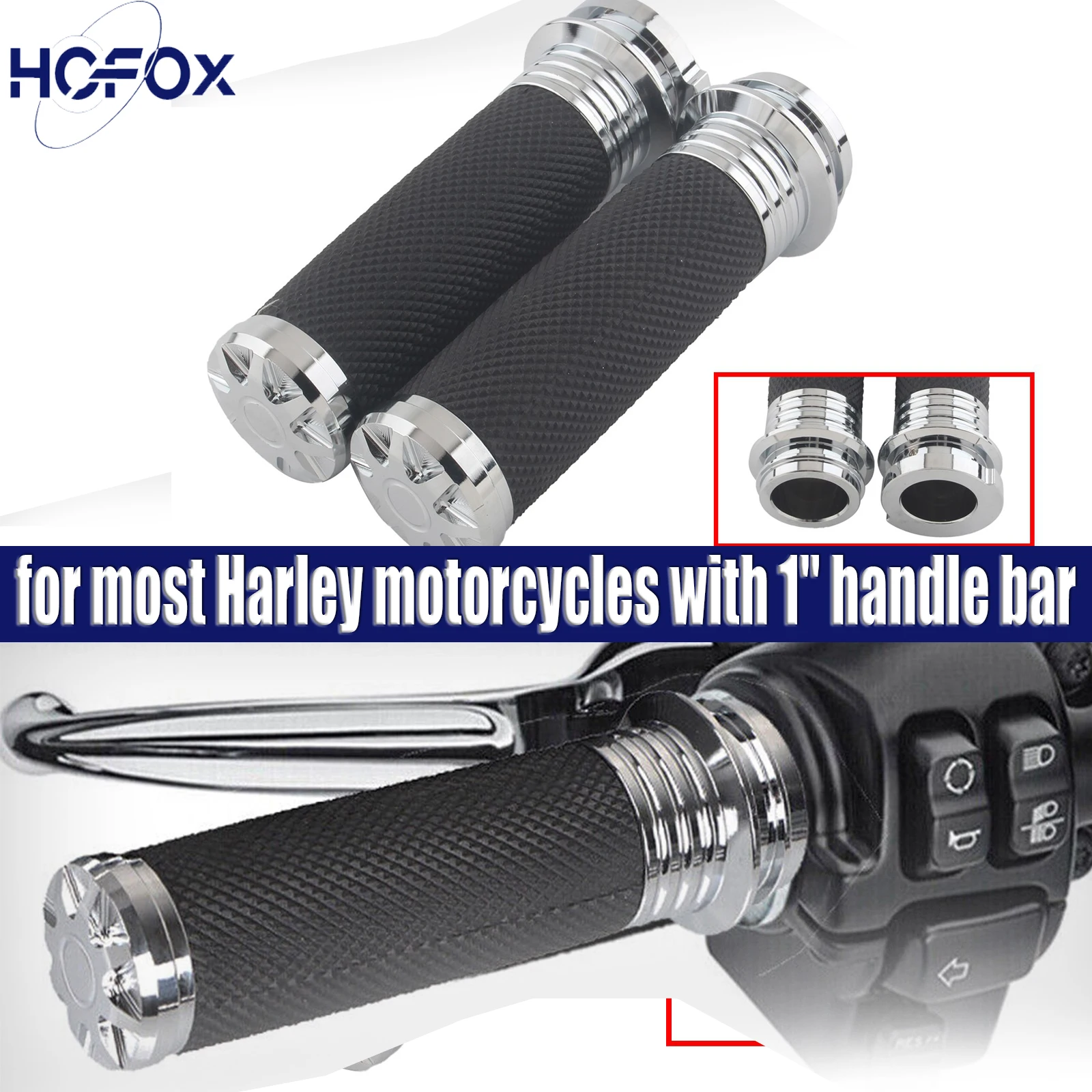 

Fits For Most of Harley Motorbikes 1" Handlebar Grips for 25mm Handle Bars Universal
