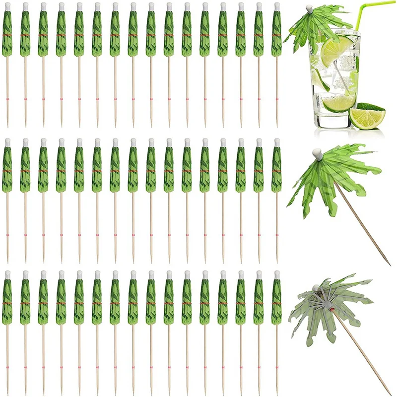 50Pcs Umbrellas for Drinks, Coconut Palm Tree Umbrella Toothpicks, Tropical Umbrella Decorations for Cupcake