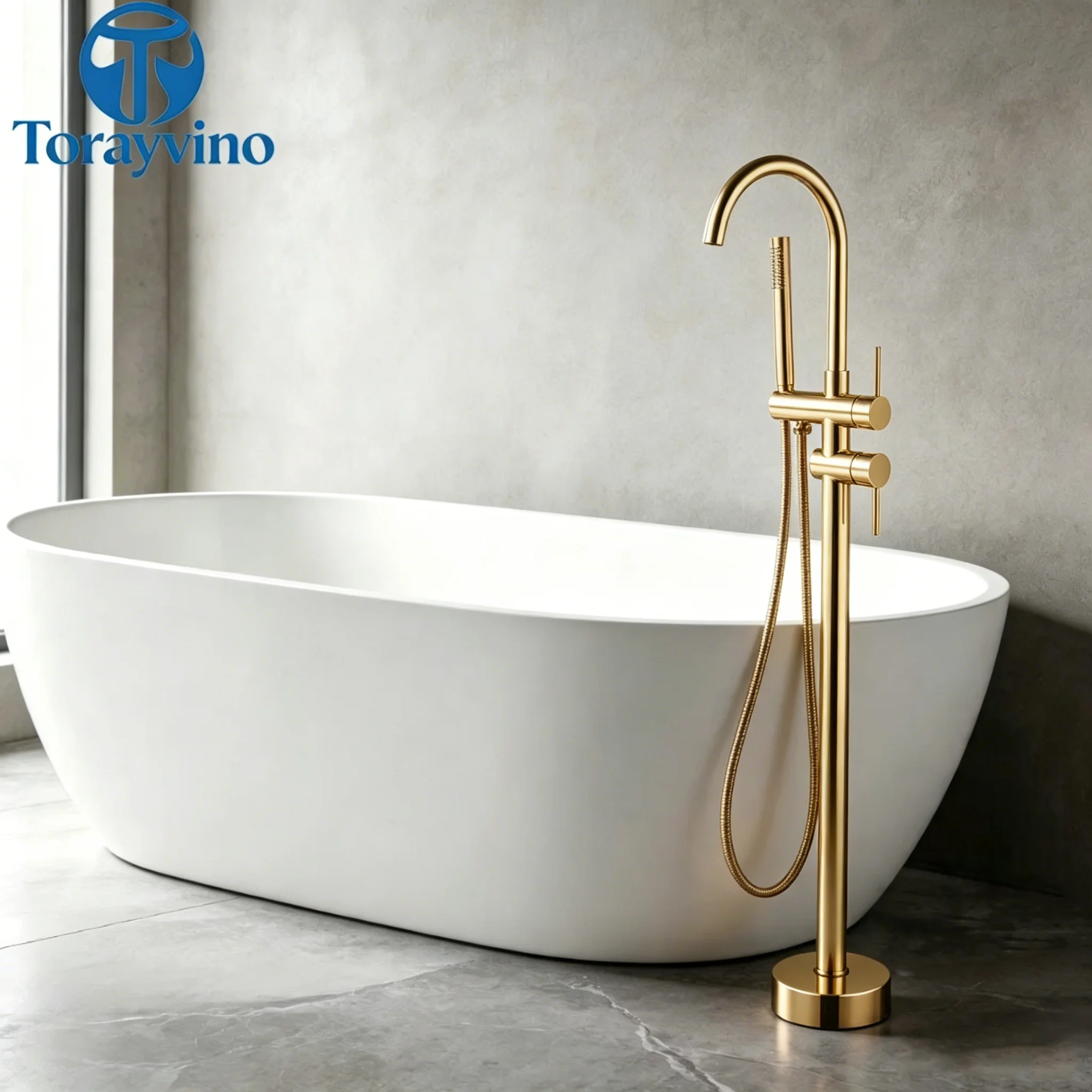 Torayvino Outdoor Shower faucet system set Bathroom Bathtub Faucet Swimming Pool Floor Standing Shower Column Beach Wash Tap