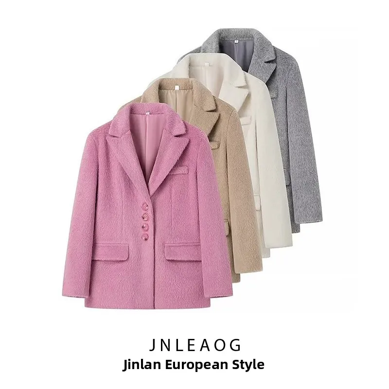 سترة نسائية عصرية جديدة من JNLEAOG لفصل الربيع، ذات شعر طويل، متعددة الاستخدامات وأنيقة، مصنوعة من نسيج البوليستر بطول عادي