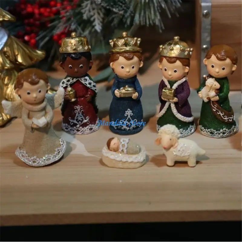 U2JC Stable Nativity Scene Statue Christmas Nativity Figurines Holy Family Collectable Decors,Table Ornament for Indoor