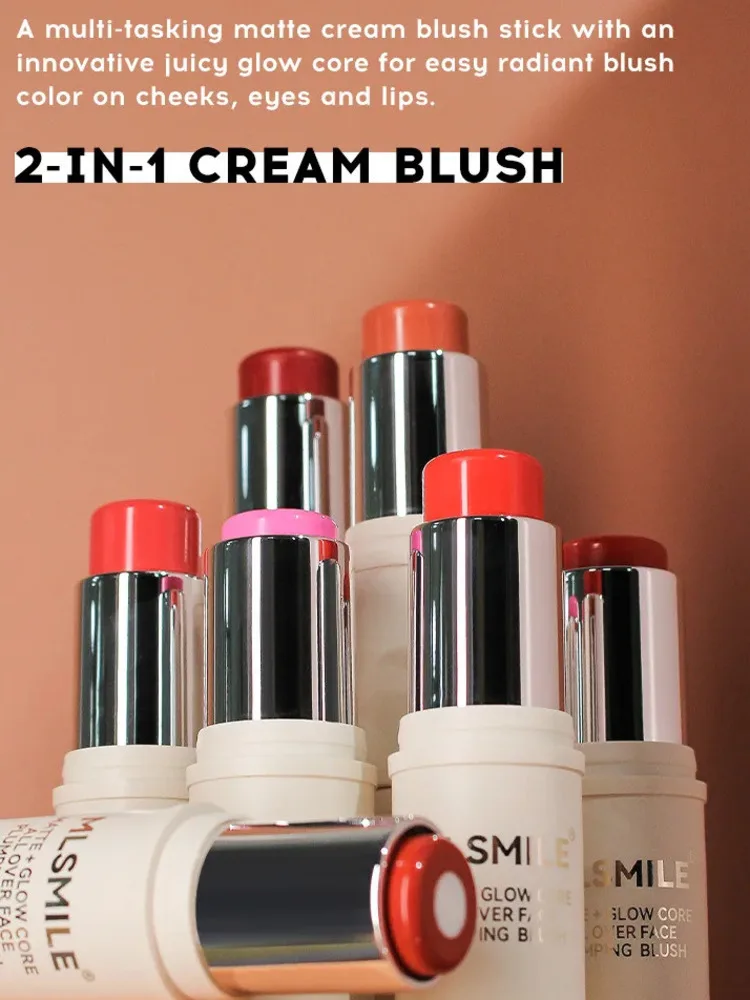 Fard in stick cremoso multi-colore Trucco a lunga durata Impermeabile Semplice High-End Labbra Guancia Tinta Fard rosa idratante ad alto pigmento