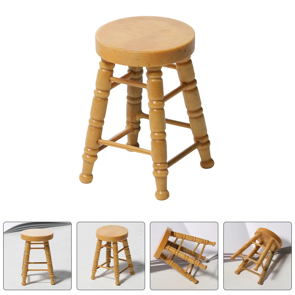4 stks Mini Ronde Kruk Hoge Been Houten Micro Kruk Voor Poppenhuis Ambachten Natuurlijke Log Stijl Meubels Miniatuur Accessoires Mini