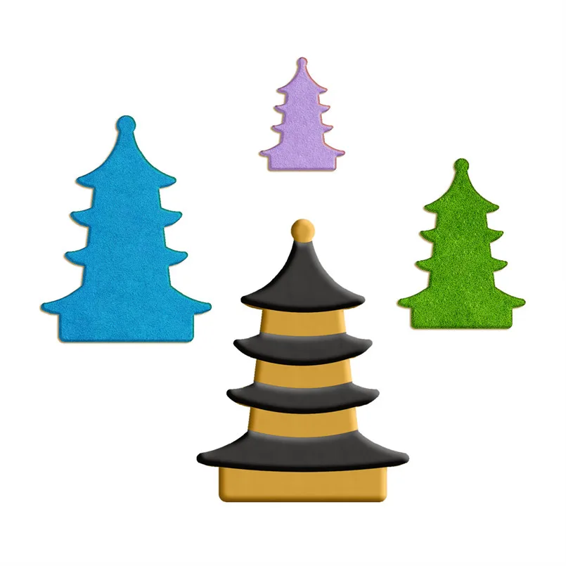 Four Specification Chinese Ancient Architecture Thunder Peak Pagoda,Plastic Mold,Cake Fondant Tools,Cookie Sushi Fruits Cutters