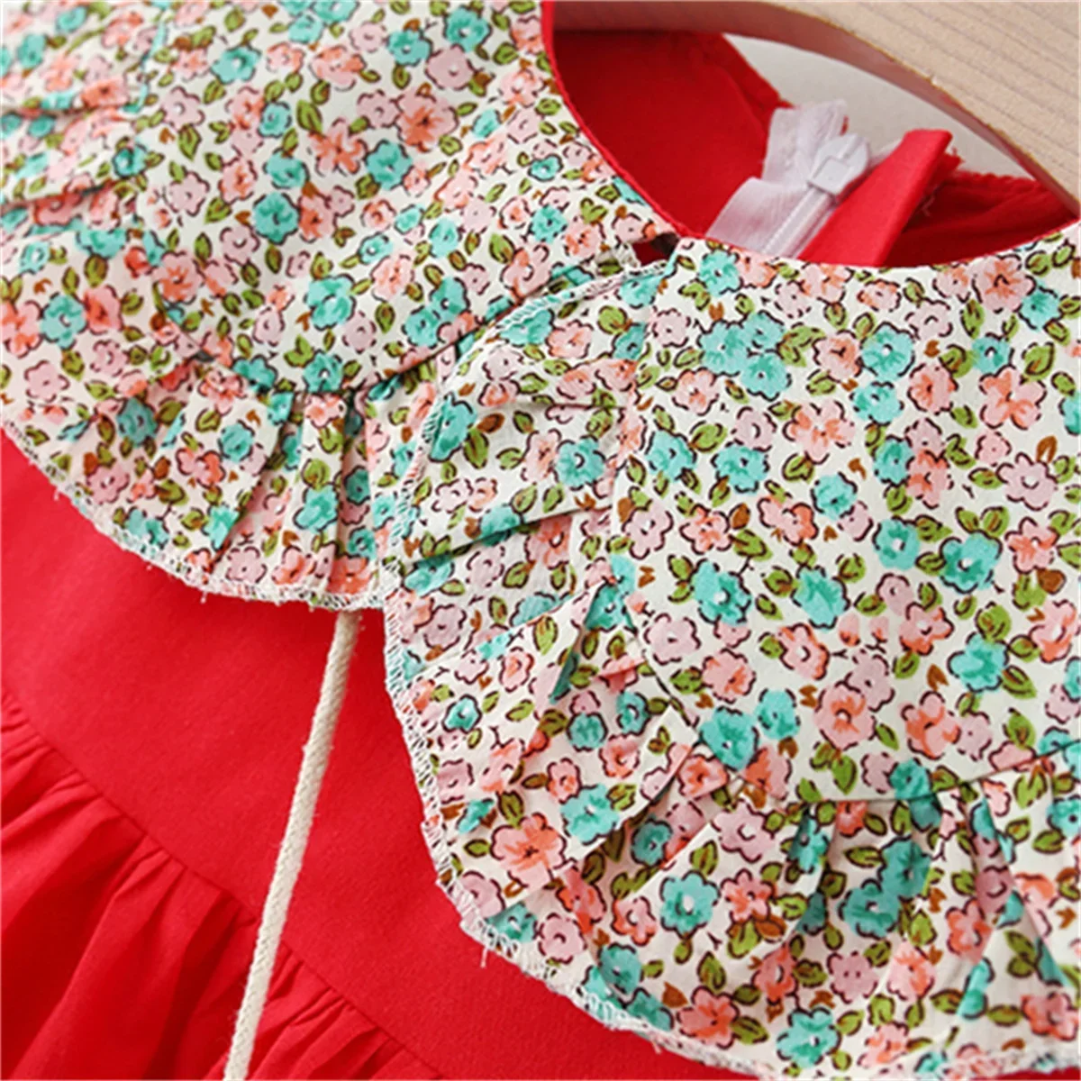 Baby Girls Dress Baby Girls DressSummer New Floral Flower Lapel Skew Bag Bunny A-Line Dress Sweet Princess Dress Birthday Party