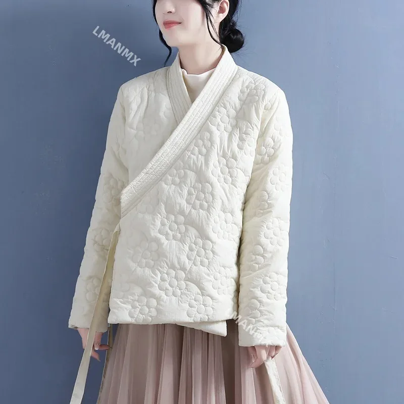 

Tops Chinese Cheongsam for Women, Floral Hanfu Parkas, Warm Coats, Retro Jacket, Chinese Oriental Style Clothing, Winter