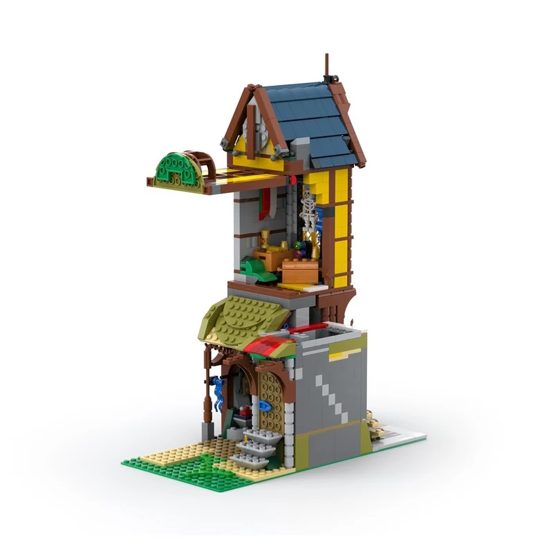1282 PCS House Street Medieval Smithy MOC Customize Modular Building Block Educational Kids Simple Model DIY Festival Toy Gift