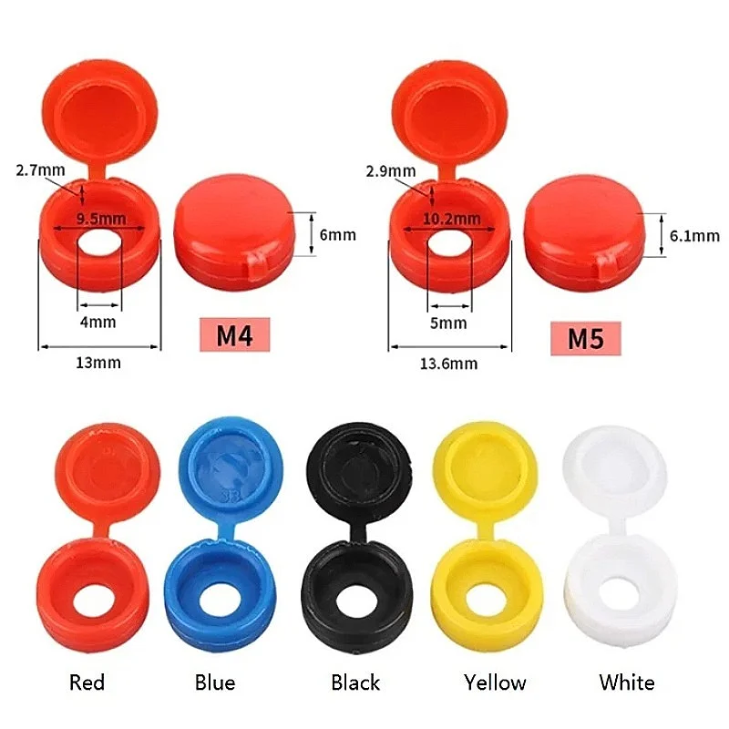 M4 M5 Plastic Screw Cover Cap One-piece Screw Cap Cover Nail Nuts Bolts Decorative Cover Screw Folding Caps Screws