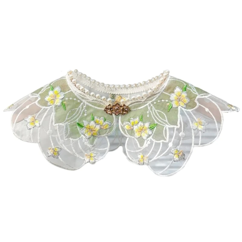 

Lace Collar for Chinese Hanfu False Collar Shoulder Wrap Embroidered Flower Dropship