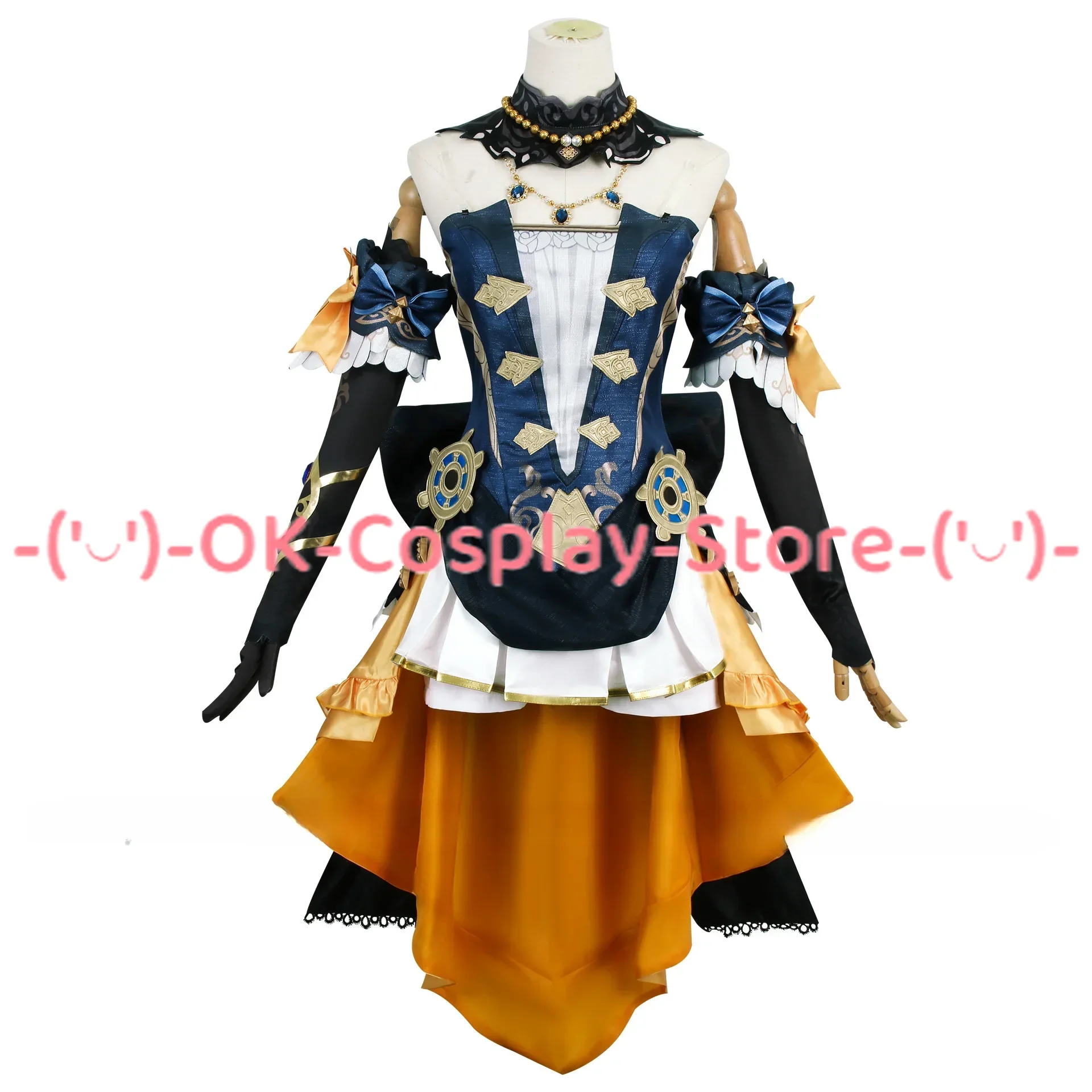 Disfraz de Cosplay de Navia Genshin Impact para niñas, vestido, peluca, Fontaine, Di Rosula Spina, sombrero, guantes, Clips para las orejas, uniforme, en STOCK