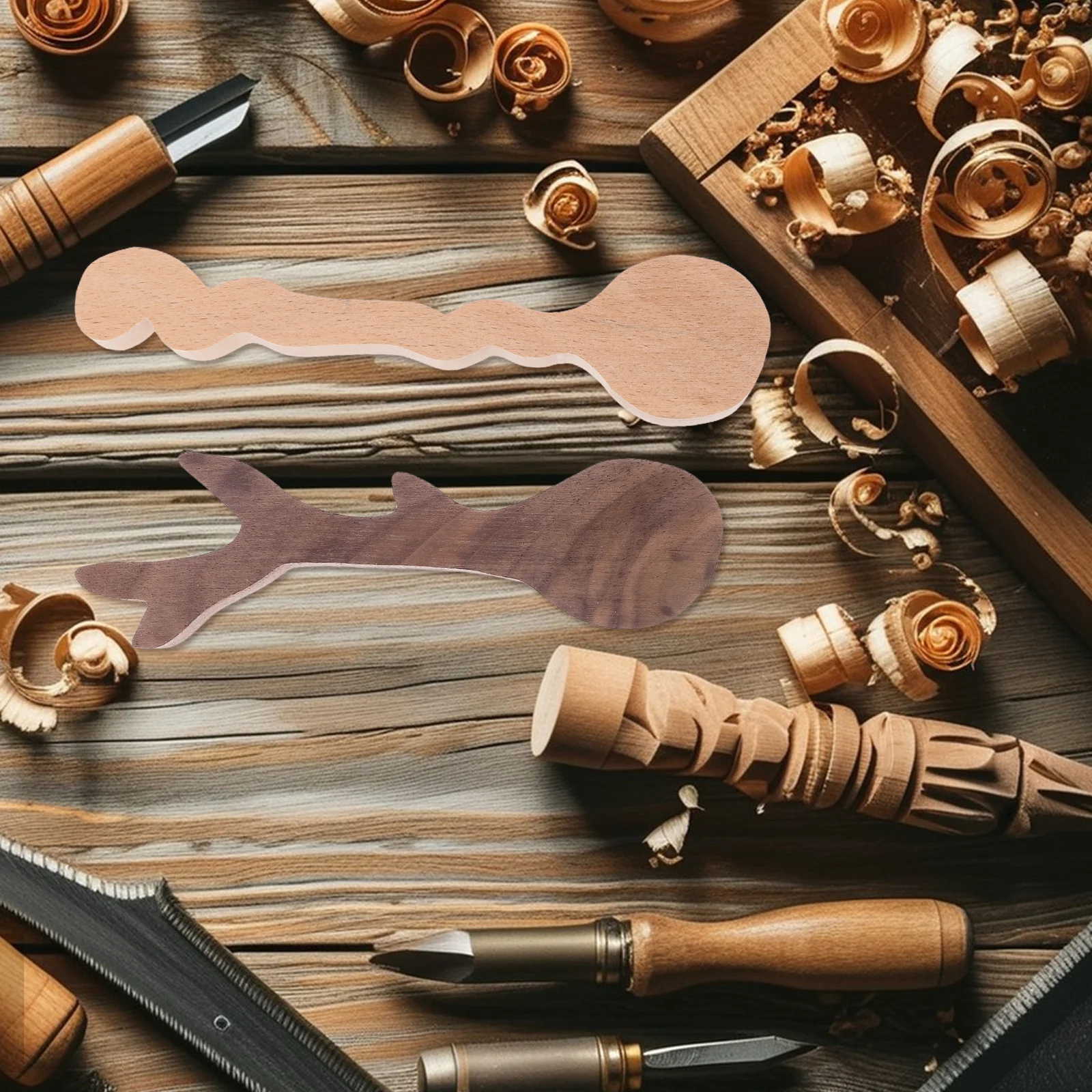 4 قطعة ملعقة خشبية ذاتية الصنع كتل نحت غير مكتملة لعشاق الحرف اليدوية الإبداعية للمبتدئين كتل نحت الخشب