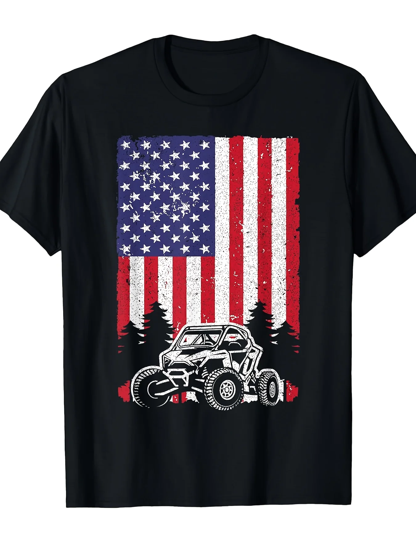 4th of July USA Flag ATV/UTV Offroad Graphic T-Shirt 100% Cotton O-Neck Short Sleeve Summer Casual Mens T-shirt Streetwear