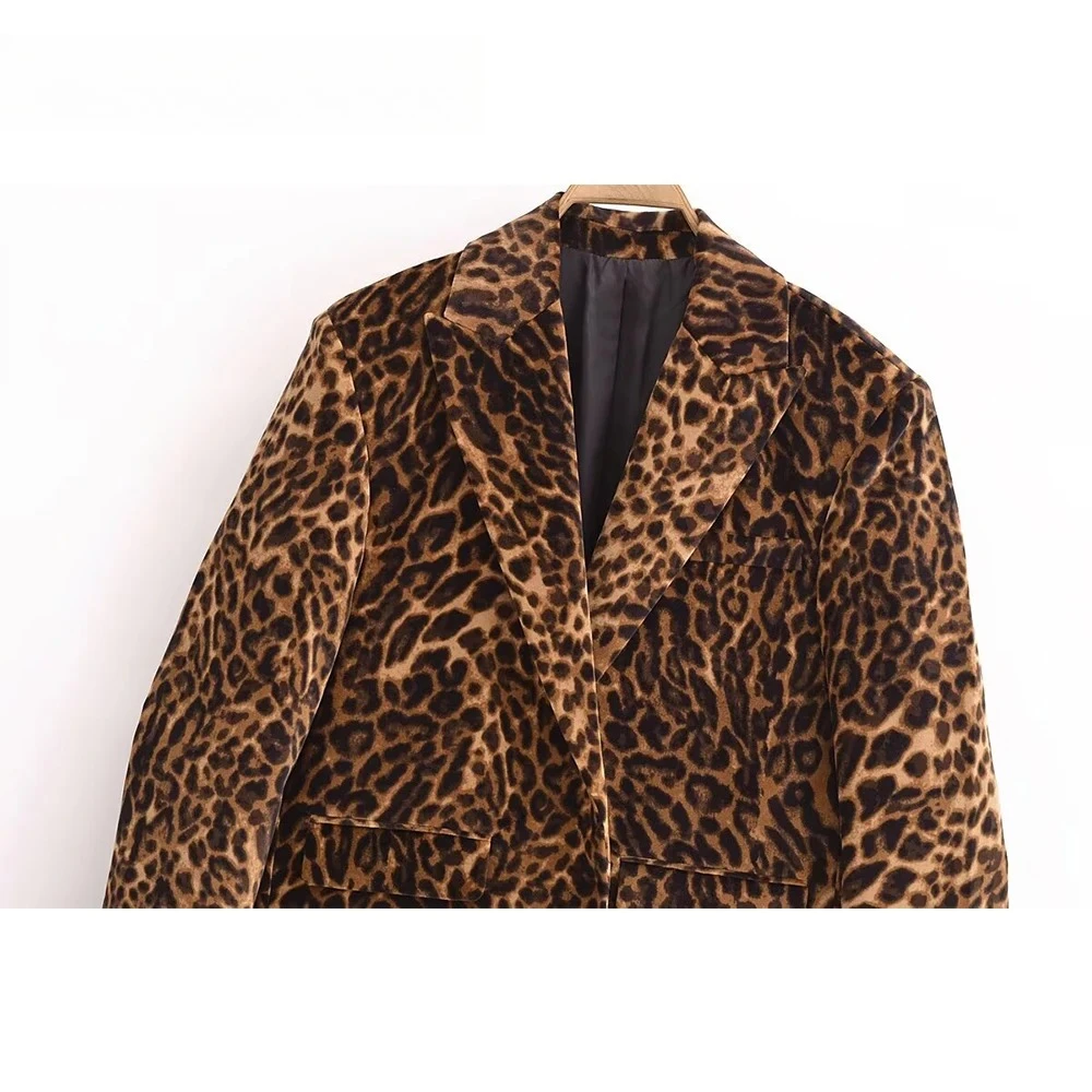 KONDALA موضة خريف وشتاء 2024 بدلة نسائية بنقشة الفهد سترة عالية الشارع أنيقة Blzaer + غمد تنورة صغيرة أطقم حفلات أنيقة ومثيرة