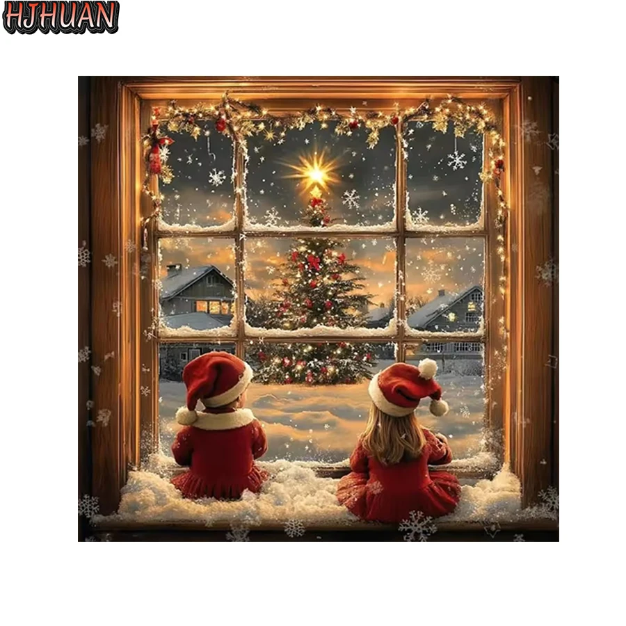 5d Diy diamond embroidery Christmas child at the window Modern decor mosaic Cross Stitch diamond painting full square/round dril