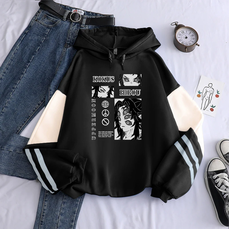 Anime Demon Slayer Harajuku Tsugikuni Michikatsu Manga Hoodies Men Horror Cartoon Kokushibou Streetwear Winter Women Sweatshirts