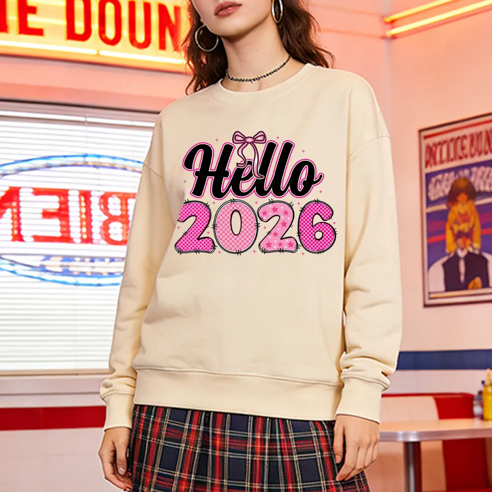 Ciao 2026 Maglione di Capodanno Felpe con effetto glitter Donna Felpa per celebrazione delle vacanze 2026 Pullover coordinato per la famiglia di Capodanno