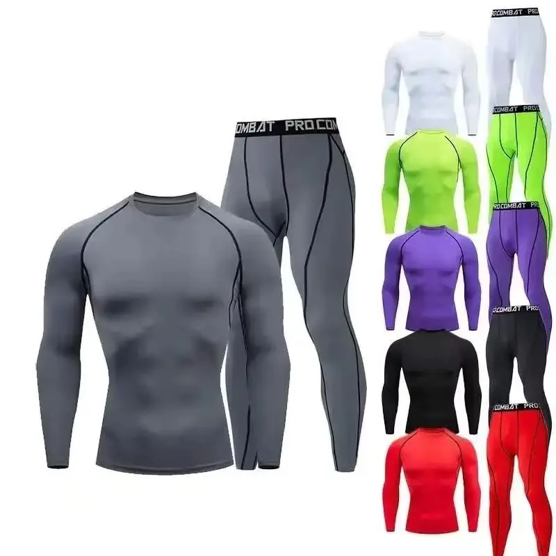 

2pcs Men Compression Sportswear Suit Elastic Training Sports Yoga Sets Workout Jogging Fitness Clothing Tracksuit Pants Sporting