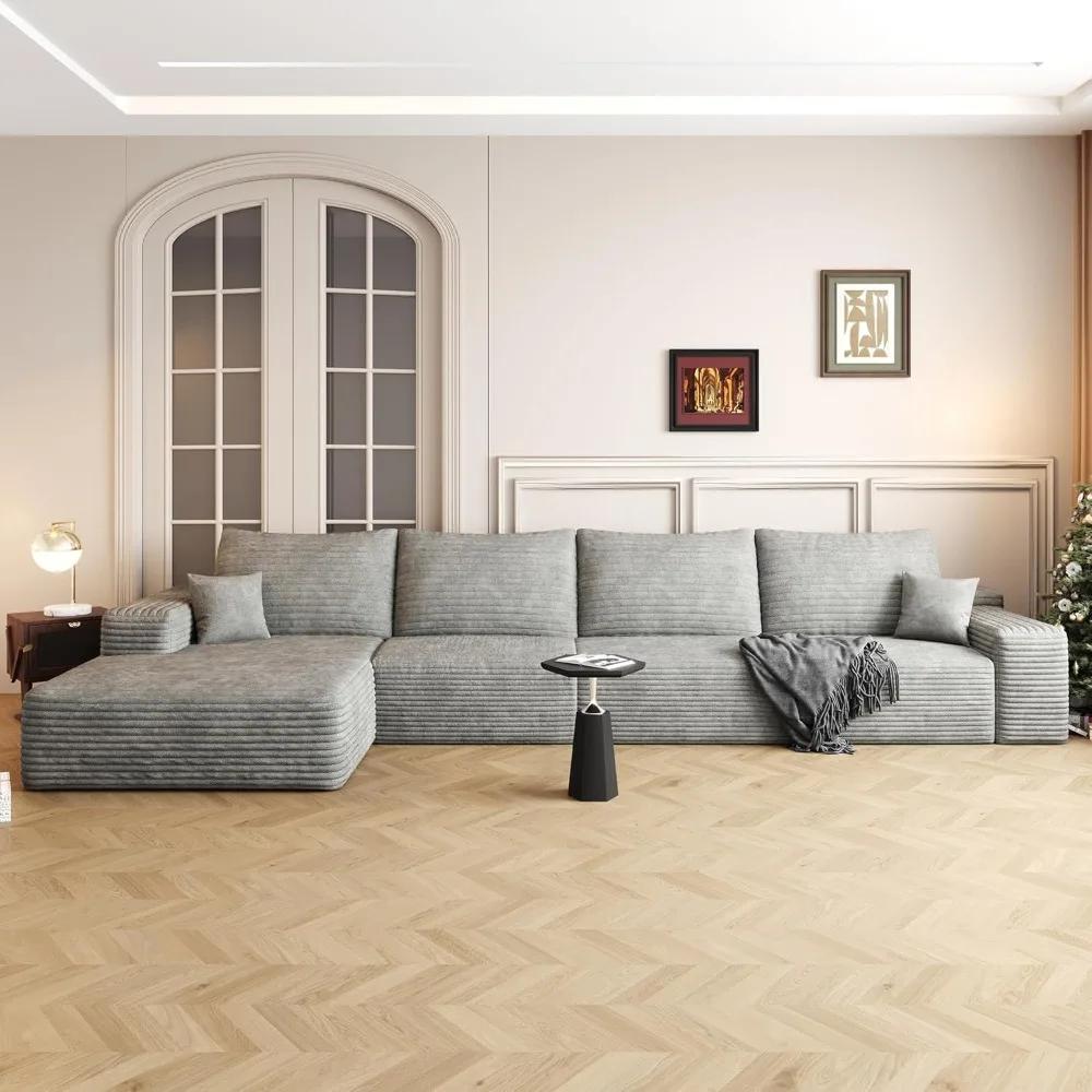 

136" sectional couches for living room modern modular sofa with l-shape couchs upholstered boneless couch deep seat sectional co