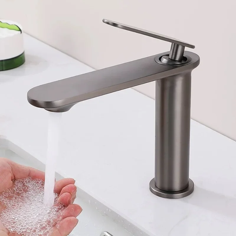 Bathroom Vanity Sink Faucet Hot Cold Water Washbasin Washbowl  Premium Texture  Bath Cabinet Compatible Stainless Steel Faucet