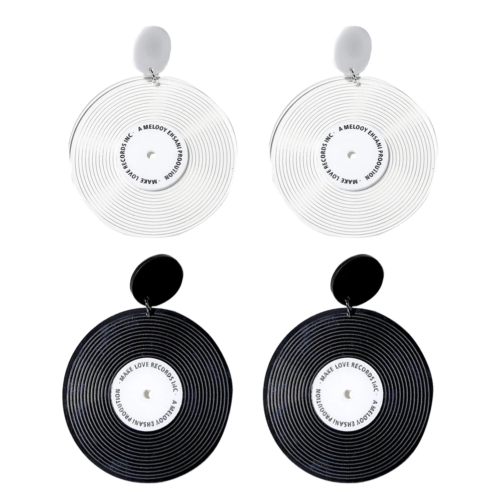 

4Pcs Vinyl Vinyl Women Earrings Records Earrings Ear Studs Charming Women Round Ear Studs Trendy Fashion Jewelry Gifts