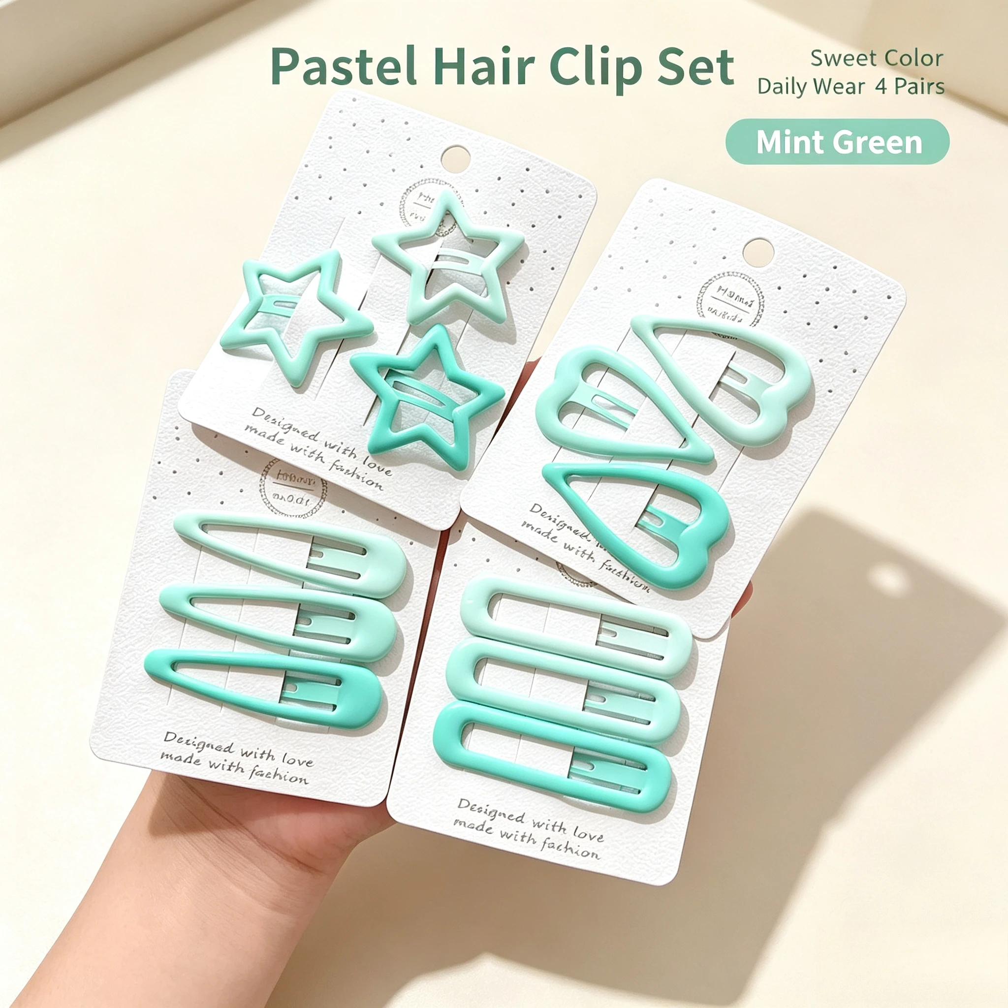 3 Pack Mint Green Star Drop Snap Baby Hair Clips, Soft Non-Slip BB Barrettes for Toddler & Little Girls, Stackable Gentle Hair Pins for Spring Summer Daily Wear, Birthday Parties, Photo Shoots & Holiday Gifting