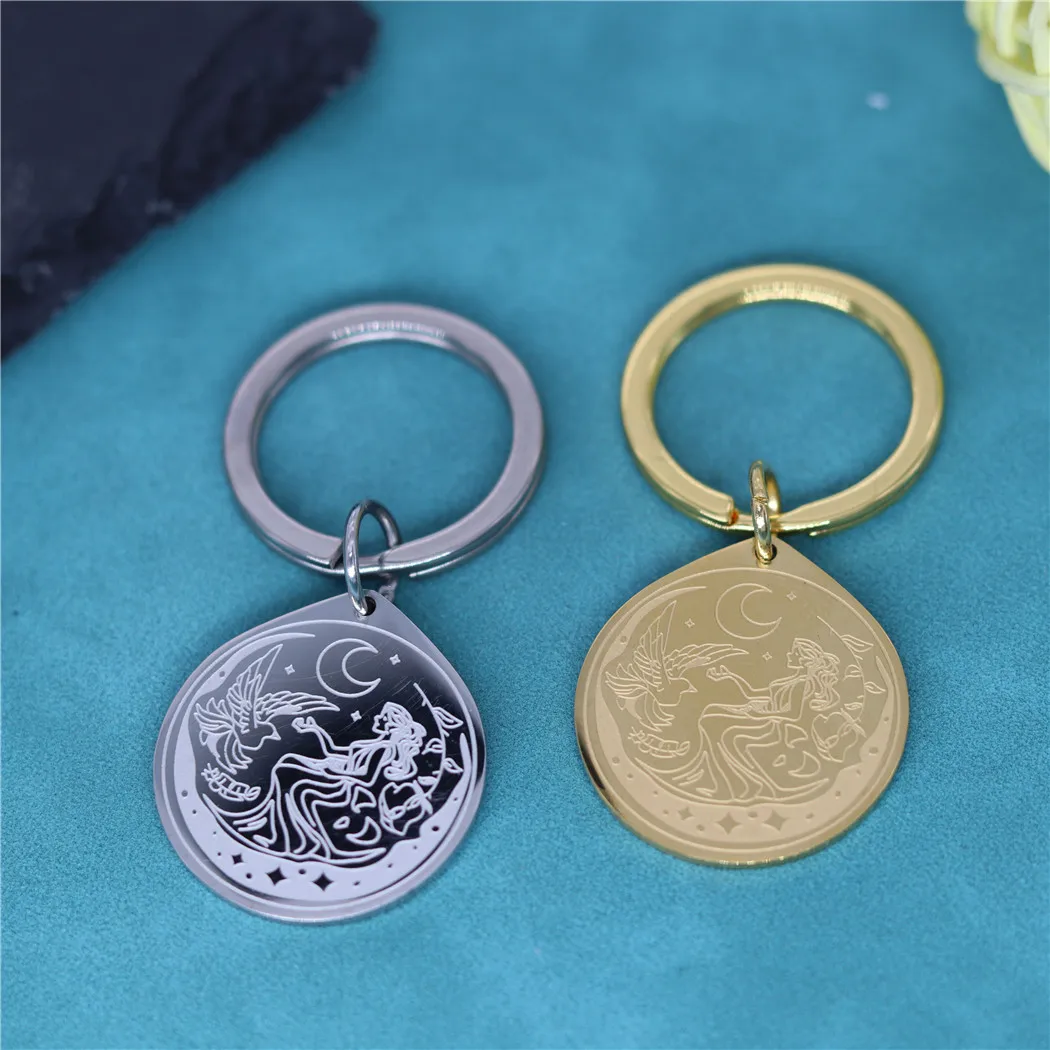 Göttin Der Mond Selene Keychain Für Frauen Edelstahl Schmuck Antiken Griechischen Mythologie Anhänger Schlüssel Ketten Talisman Geschenk