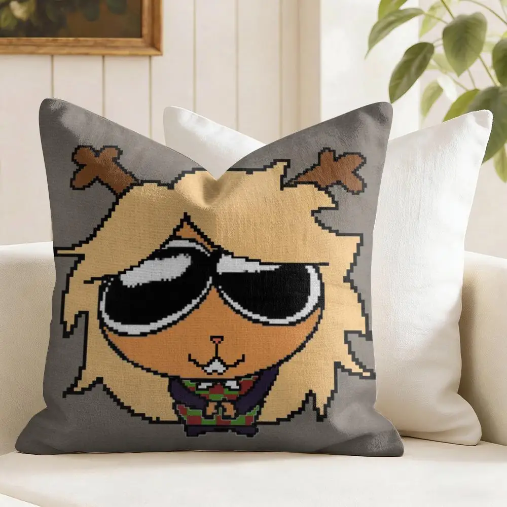 D-Deltarune R-Ralsei Game Cushion Cover Eco Linen Pillow Case Double-Sided Print Breathable Durable Zipper Home Decor Gift