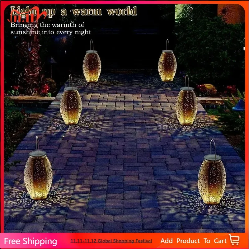 

Waterproof Metal Outdoor Hanging Solar Lanterns with Handle for Garden Patio Porch Pathway Decorative Solar Lights
