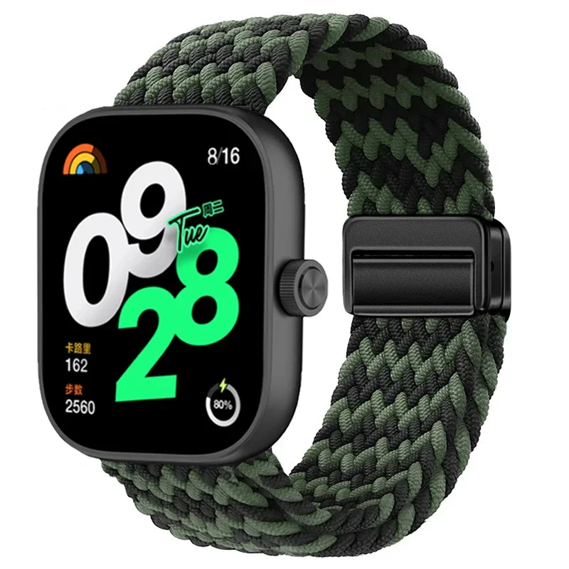 Pulseira de nylon trançada para relógio redmi 45, fivela magnética, pulseira respirável, xiaomi band 9 8 pro, cinto ajustável