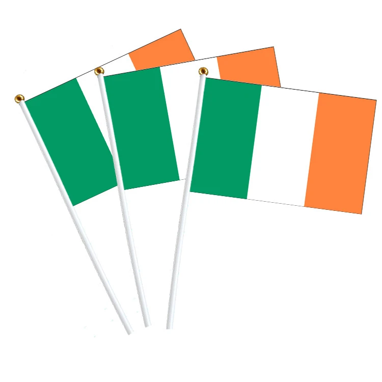 Z-ONE FLAG   Ireland Hand Flag 14*21cm Irish National Hand Held Waving Small Flag World European Countries Decor