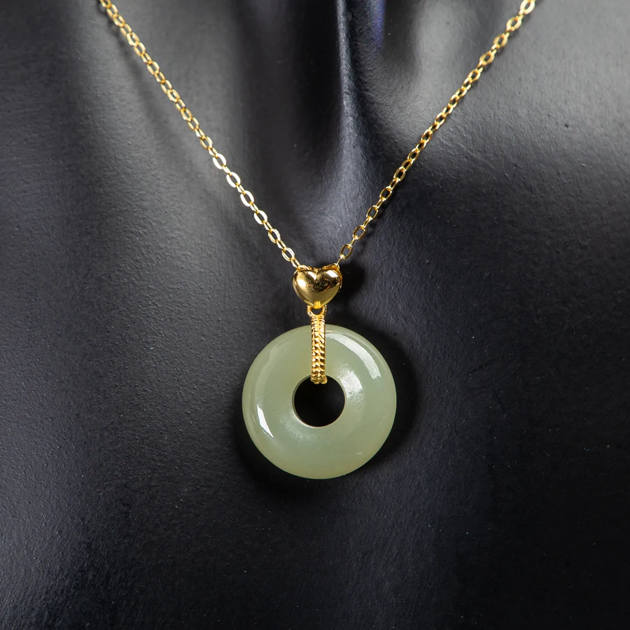 

TIMESWIND Аутентичный настоящий нефрит Светло-зеленый кулон мира S925 Сердце Женское ожерелье Модные украшения с сертификатом