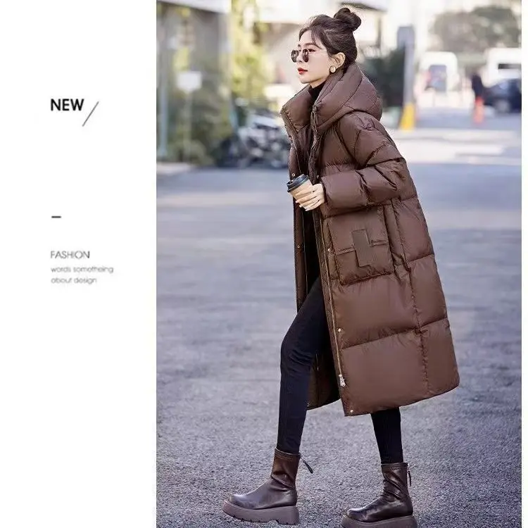 NIEUW 2025, katoenen jas, verdikt donsjack, dames lange knie over katoenen jas, losse broodjas, katoenen winterjas