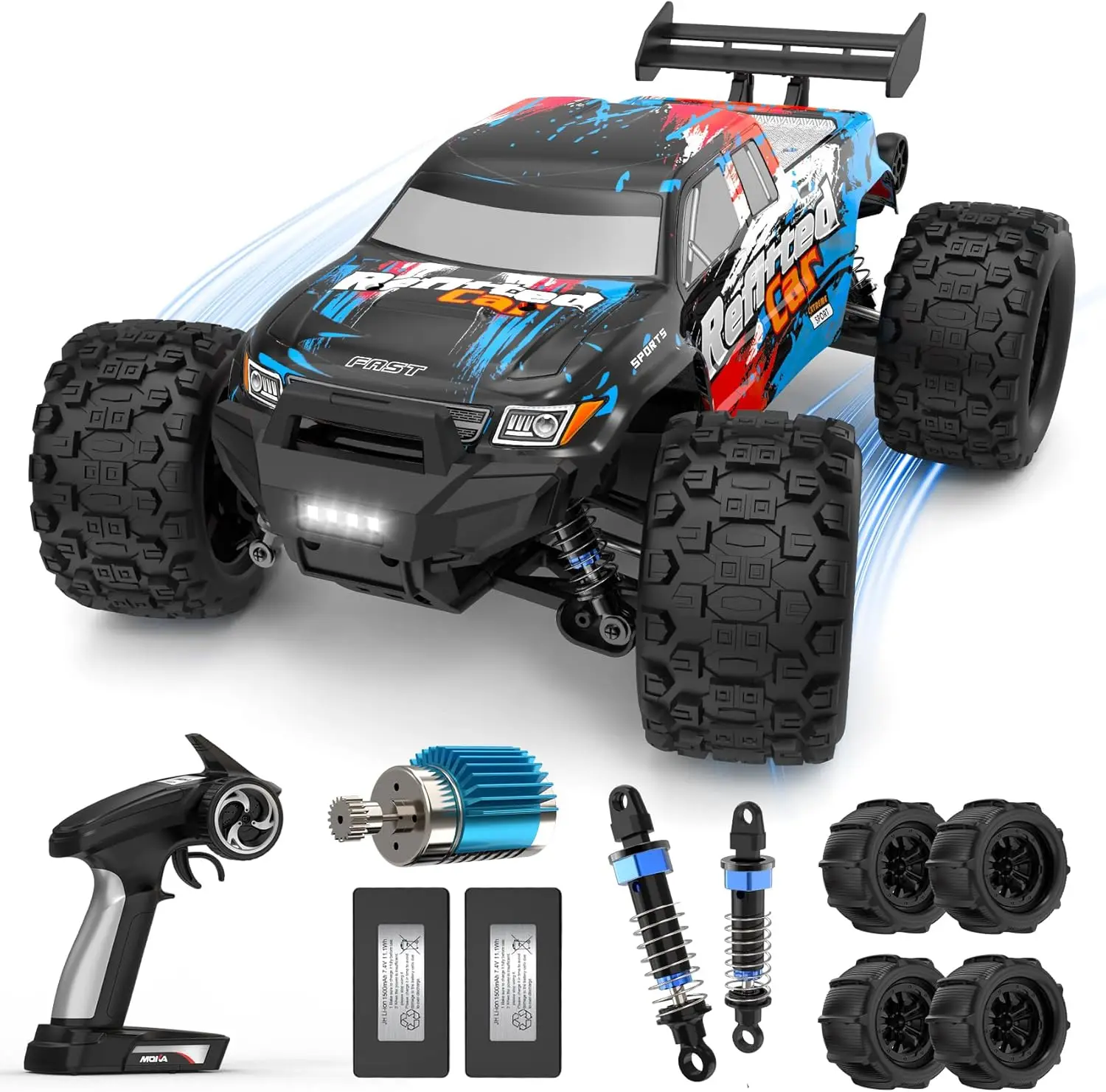 

1/16 4X4 High-Speed RC Monster Truck - 50+ KM/H Peak, 390 Motor, Durable Alloy Axle & Suspension, 3000mAh Battery