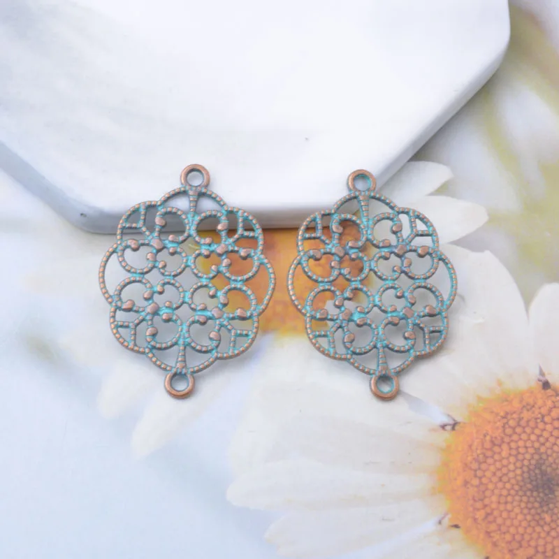 10 Stück Vintage-Stil Antiksilberfarbene Wirbelblumen Runde Anhänger Metallanhänger DIY Ohrringe Damen Schmuck – Detail 7