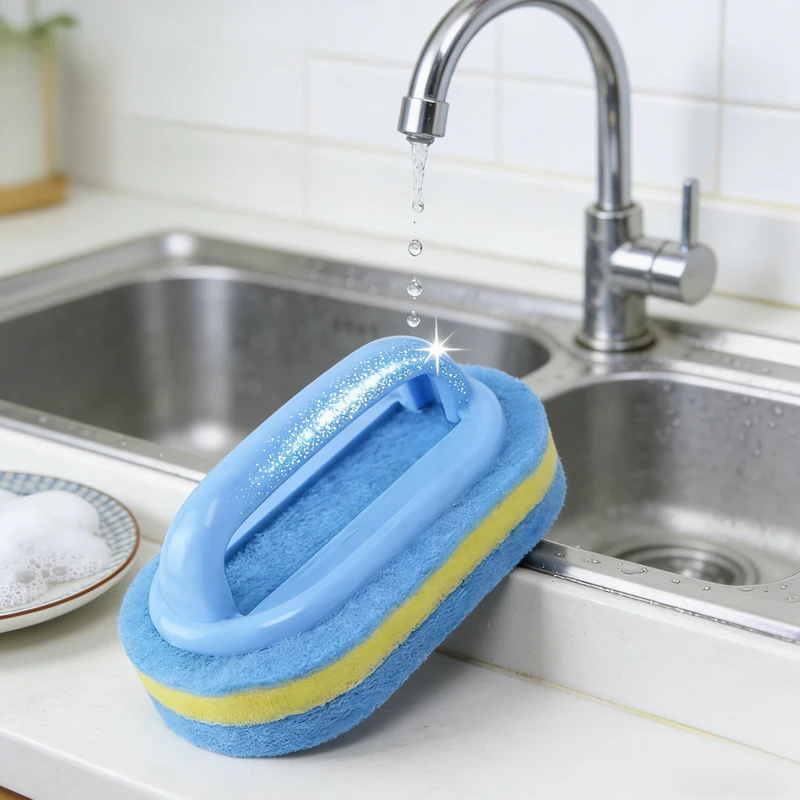Cleaning Brush With Handle Sponge Wiping Kitchen Cleaning Pot Washing Dishwashing Sponge Cleaning And Brush Tool Toilet Ceramic