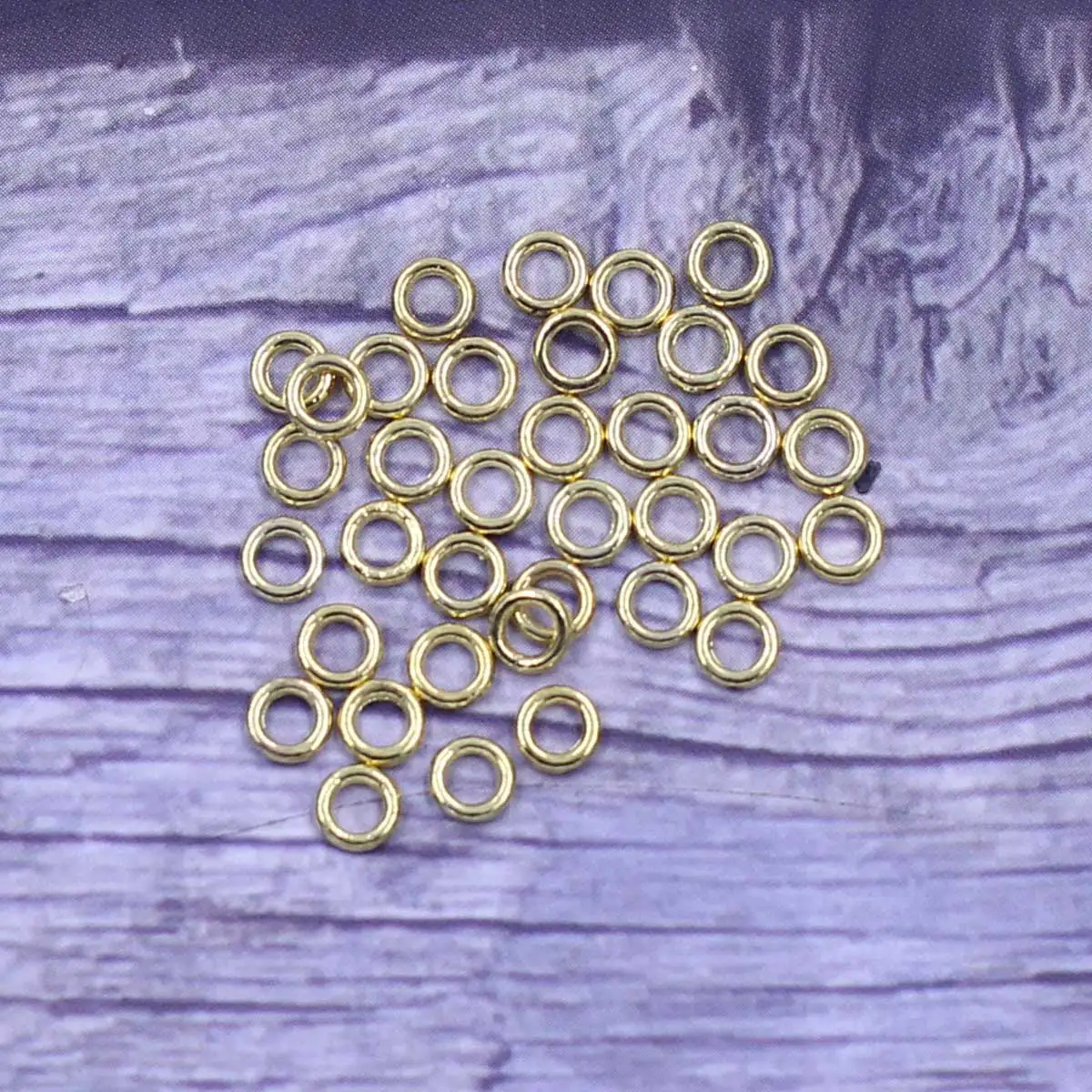 Gold Plated Round Tiny Closed Jump Rings, 4mm