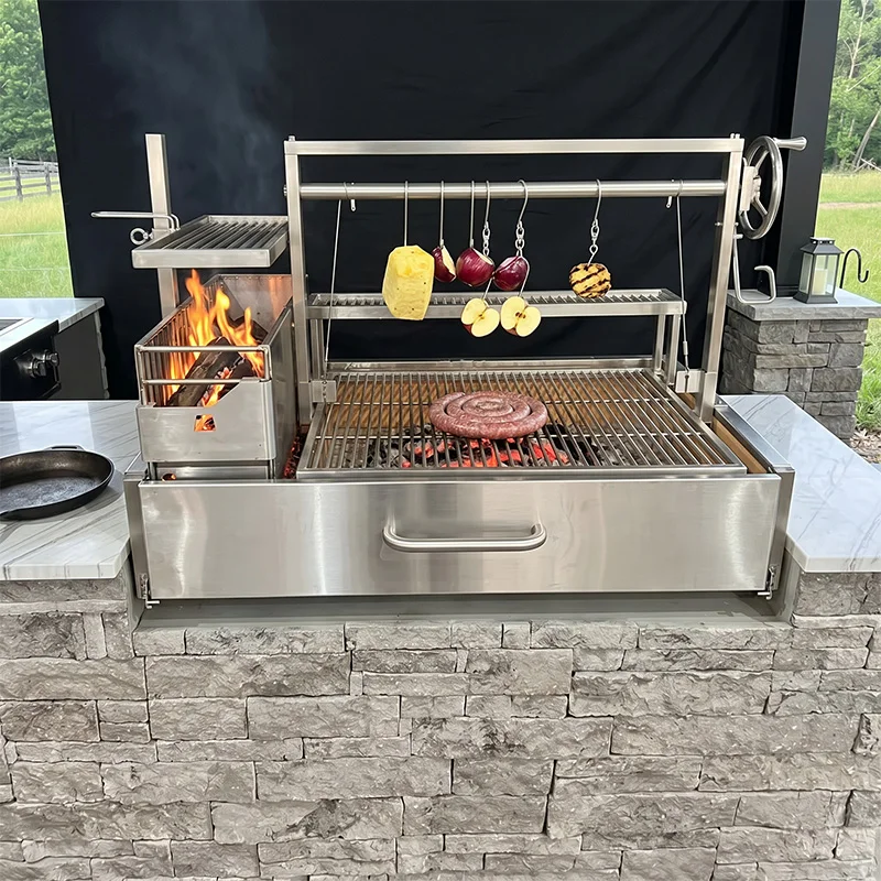 Santa Maria Argentine Asador Style Stainless Steel Side Brasero Professional Outdoor BBQ Cooking Set