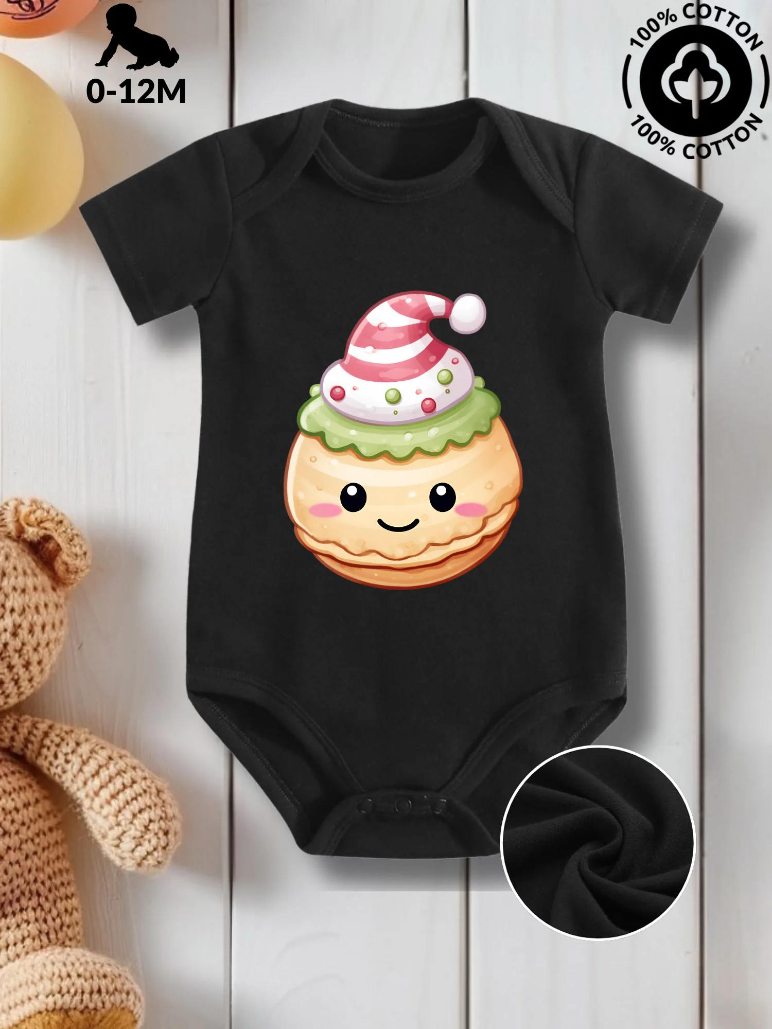 

Детский комбинезон Kawaii Macaron 09 унисекс, из чистого хлопка, для ухода за кожей, всесезонный, черный, 190 г/м²