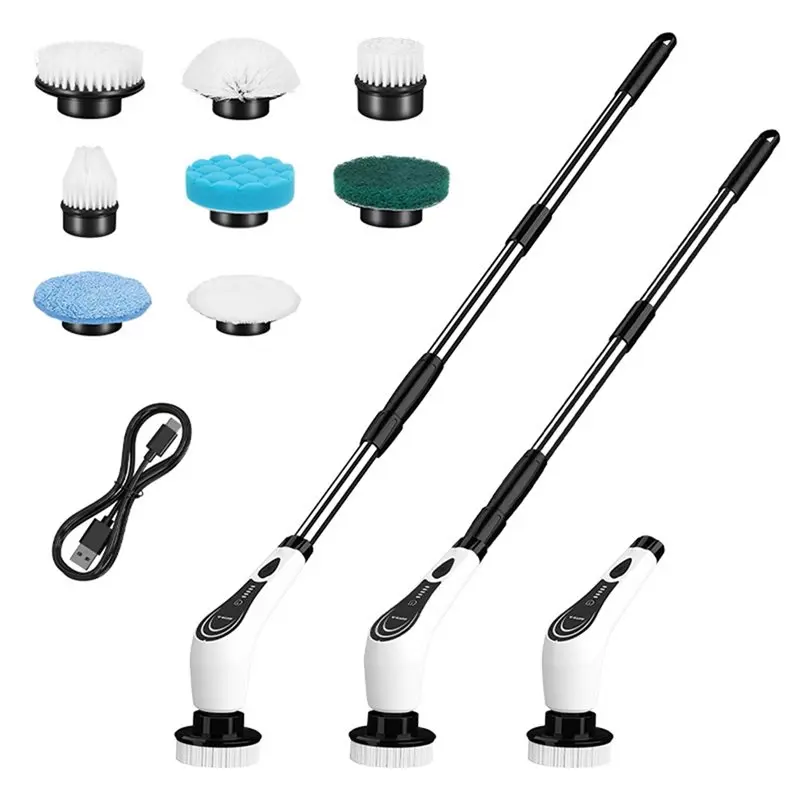 【EXCLUSIVE】Bathroom Broom Kitchen Tool Wall Tile Hair Cleaner 7 In 1 Household Multipurpose Cleaning Brush Electric Rotate Scrub