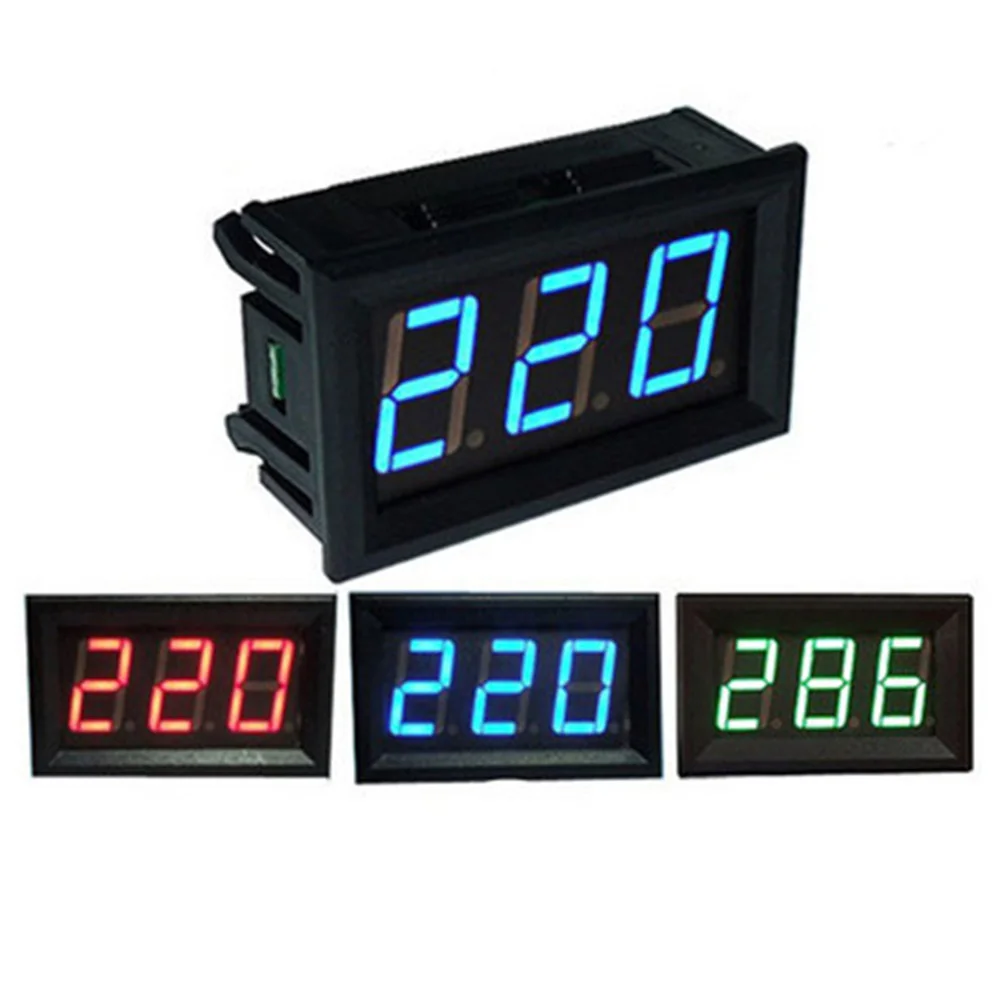 LED Display Digital Voltmeter 2-line AC Voltage Meter Table Red Blue Green AC220V 70V-500V Voltmeter Volt Instrument Tester